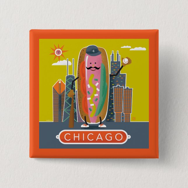 Chicago-Style Hotdog Button (Front)