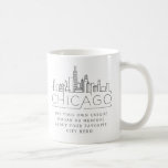 Chicago Stylized Skyline | Custom Slogan Coffee Mug<br><div class="desc">A unique coffee mug representing the beautiful city of Chicago, Illinois. This mug features a stylized illustration of the city's unique skyline with its name underneath. Underneath the city name is a spot for your unique slogan or statement about your favorite city. You can utilize the customization function to change...</div>