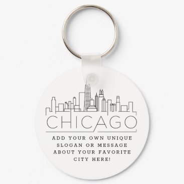 Chicago Stylized Skyline | Custom Slogan Keychain