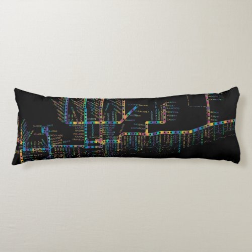 Chicago Subway Map w Train stops COLOR TIE DYE Body Pillow