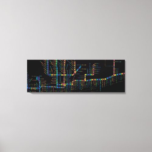 Chicago Subway Map w Train stops COLOR TIE DYE Canvas Print