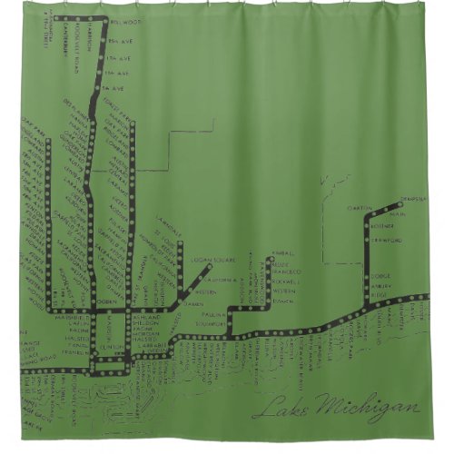 Chicago Subway Map w Train stops colorful vintag Shower Curtain