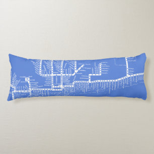 Chicago Subway Map w/ Train stops vintage Body Pillow