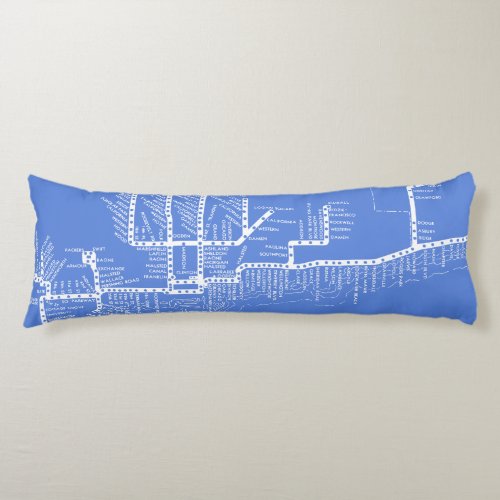 Chicago Subway Map w Train stops vintage Body Pillow