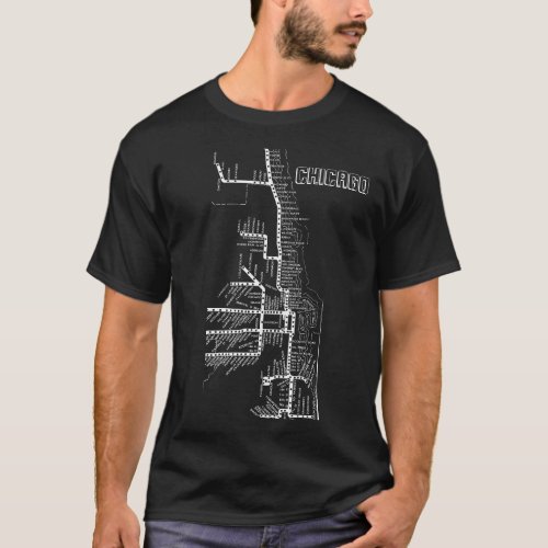 Chicago Subway Map w Train stops vintage T_Shirt