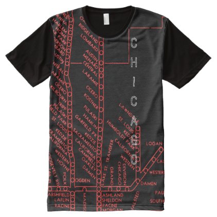 Chicago Subway Map w/ Train stops vintage white All-Over-Print Shirt