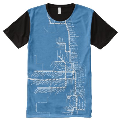 Chicago Subway Map w/ Train stops vintage white All-Over-Print Shirt