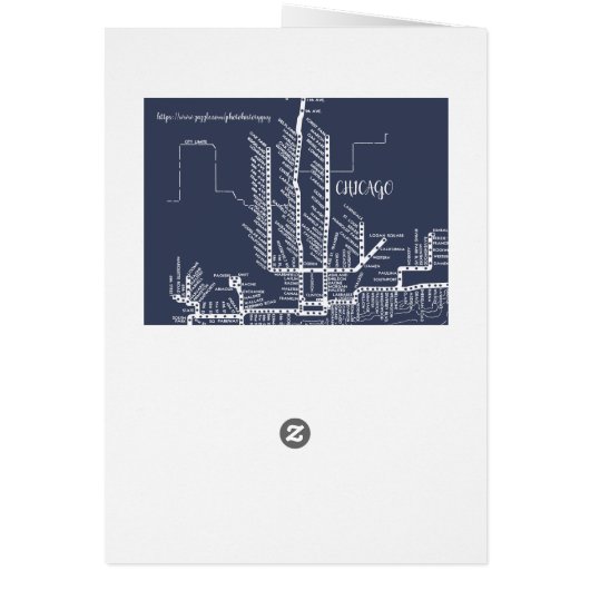 Chicago Subway Map w/ Train stops White Blue (Back)