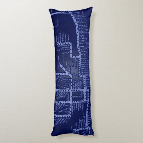 Chicago Subway Train Vintage System Map Route Body Pillow