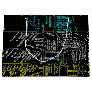 Chicago Subway Train Vintage System Map Route Large Gift Bag