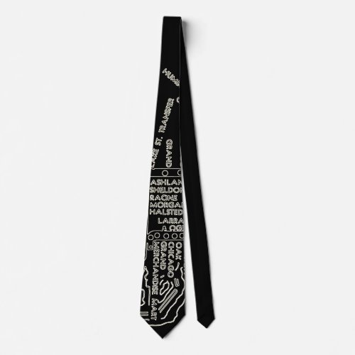 Chicago Subway Train Vintage System Map Route Neck Tie