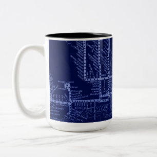 Chicago Subway Train Vintage System Map Route Two-Tone Coffee Mug