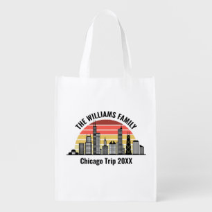 Chicago Sunset Customized Family Trip Grocery Bag