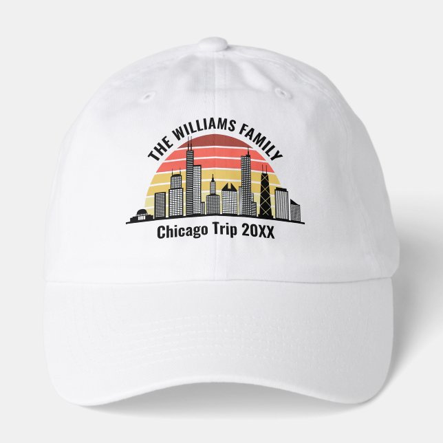 Chicago Sunset Customized Family Trip Hat (Front)