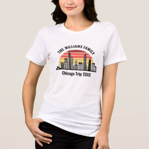 Chicago Sunset Customized Family Trip Women's Tri-Blend Shirt