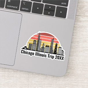 Chicago Sunset Customized Trip Souvenir Laptop Sticker