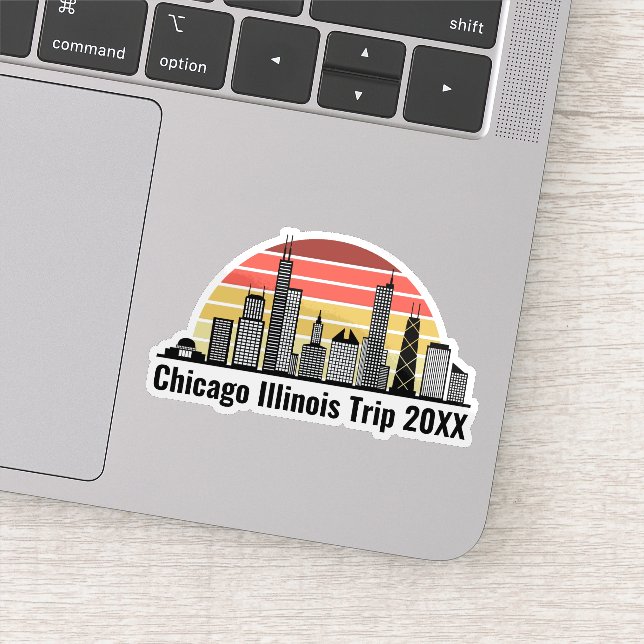 Chicago Sunset Customized Trip Souvenir Laptop Sticker (Detail)