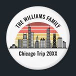 Chicago Sunset Customized Trip Souvenir Magnet<br><div class="desc">Personalized Chicago Illinois vacation magnet with a silhouette of the city skyline in front of a cool sunset. Cool trip keepsake souvenir for a family trip.</div>