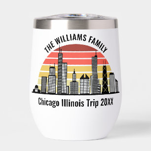 Chicago Sunset Customized Trip Souvenir Thermal Wine Tumbler