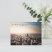 Chicago Sunset Photo - Save the Date Post Card (Standing Front)