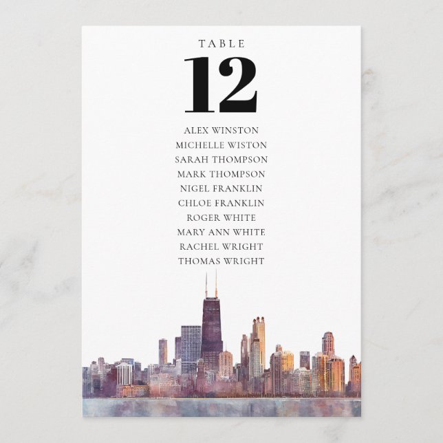 Chicago Table Number Seating Chart (Front)
