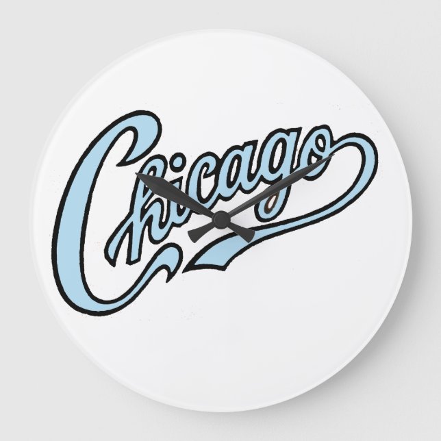 Chicago Text Art Script in different colors. Large Clock (Front)