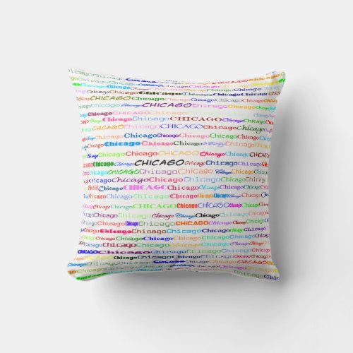 Chicago Text Design II Throw Pillow