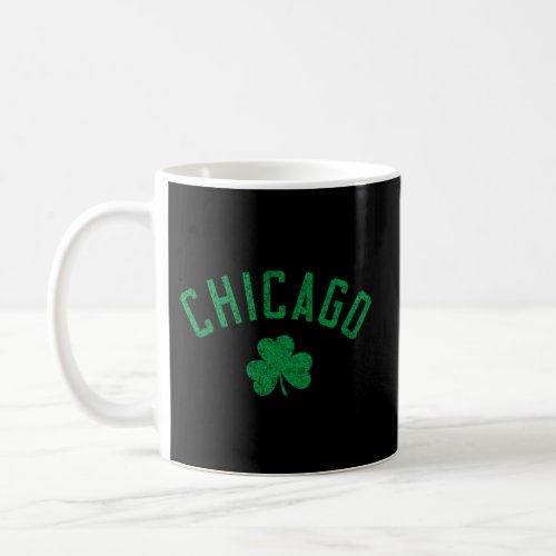 Chicago Text Irish Shamrock Distressed Green Print Coffee Mug