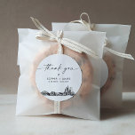 Chicago Thank You Favor 3" (sheet of 6) Classic Round Sticker<br><div class="desc">The Skyline Collection is a stunning assortment of meticulously sketched city skylines that capture the essence of iconic urban landscapes. Perfectly suited for metropolitan weddings or destination weddings alike,  this collection embodies the timeless charm of cityscapes and brings an elegant touch to your special day.</div>