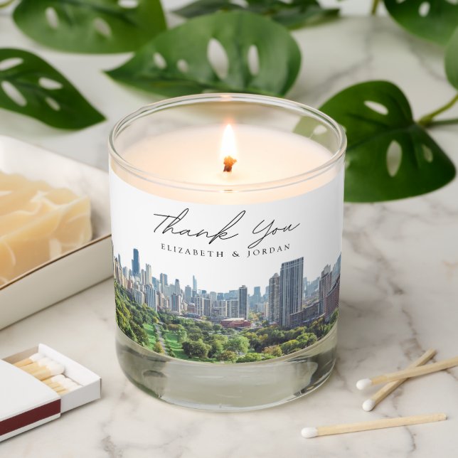 Chicago Thank You Gift Personalized Scented Candle (Lit)