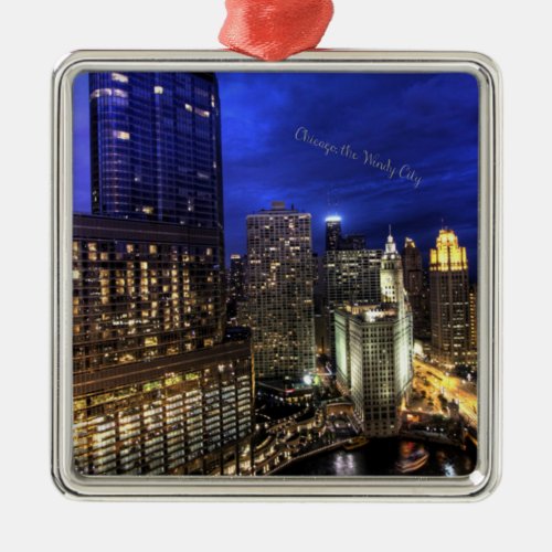 Chicago the Windy City Metal Ornament