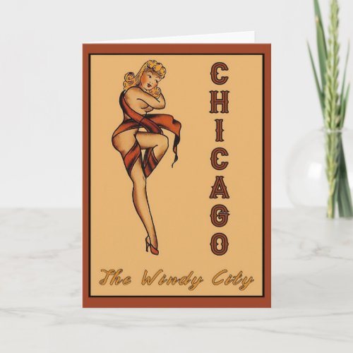 Chicago The Windy City Pin up girl   Card
