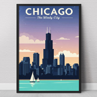 Chicago The Windy City Vintage Poster
