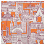 Chicago toile claret hot orange fabric