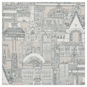 Chicago toile dark gray classic beige fabric