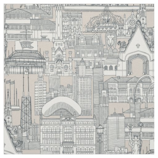 Chicago toile dark gray classic beige fabric