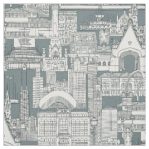Chicago toile dark gray storm fabric
