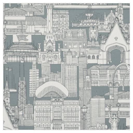Chicago toile dark gray storm fabric