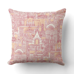 Chicago toile jam peach jelly throw pillow