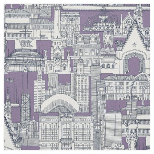 Chicago toile midnight blue violet fabric