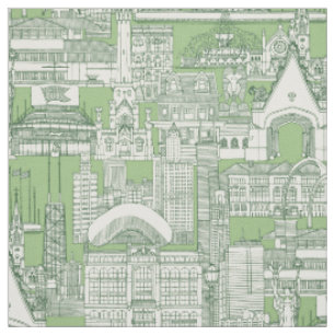 Chicago toile sea kelp sage green fabric