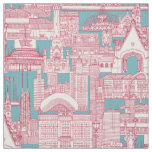 Chicago toile viva magenta turquoise fabric