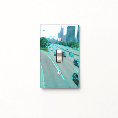 Chicago Traffic in Colored Foil Light Switch Cover