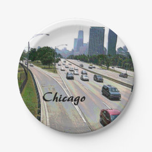 Chicago Traffic in Sandstone Paper Plates