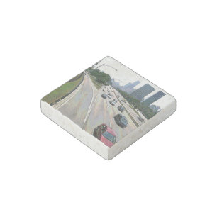 Chicago Traffic in Sandstone Stone Magnet