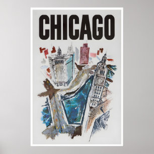 Chicago Travel Poster City Art Illinois Print