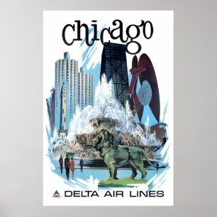 Chicago Travel Poster Illinois Art Delta Print