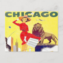 chicago travel tourism poster retro airplane
