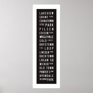 Chicago Typographic Subway Art Bus Roll Poster
