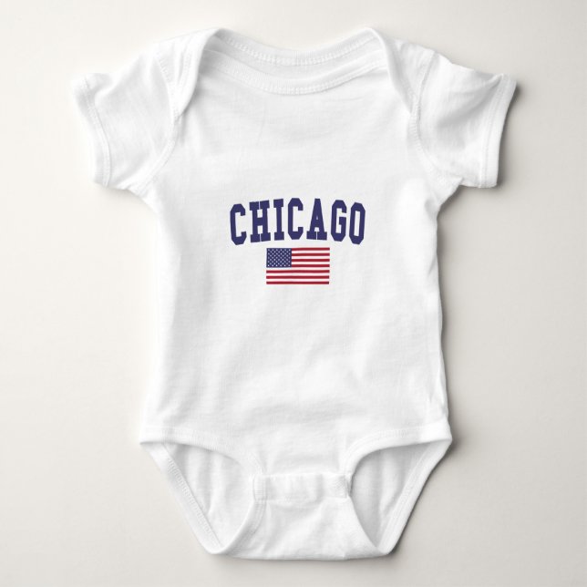 Chicago US Flag Baby Bodysuit (Front)